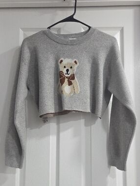 Vigoss Light Gray Ribbed Knit Sweater